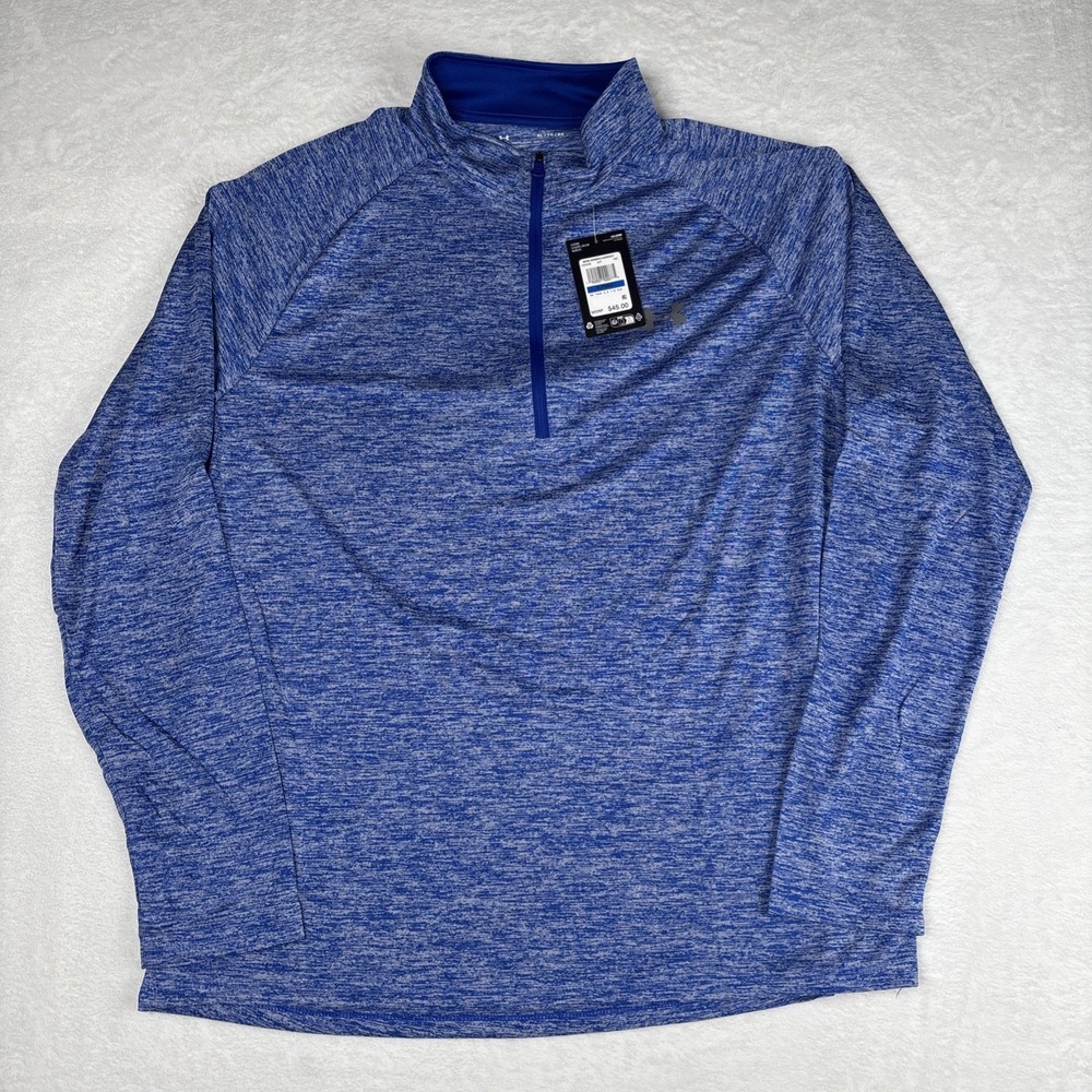 Under Armour Mens UA Tech 2.0 1/2 Zip Pullover Blue Heather Size XL
